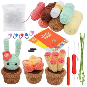 3/6pcs Crochet Starter Kit for Adults – Hooks, Yarn, Stitch Markers & Eyes