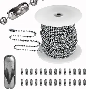 Ball Bead Chain 55ft Stainless Steel Chain Ball Chain Necklace Bulk with 100 Pieces Matching Connectors Clasps Jewelry