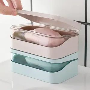 Bathroom Soap Dish With Lid Home Plastic Soap Box Leak-Proof Keeps Soap Dry Soap Dish Travel Essentials Soap Canister