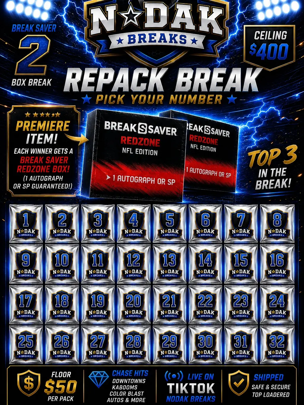 1 Box BreakSaver - PICK YOUR NUMBER  - MAIN BREAK