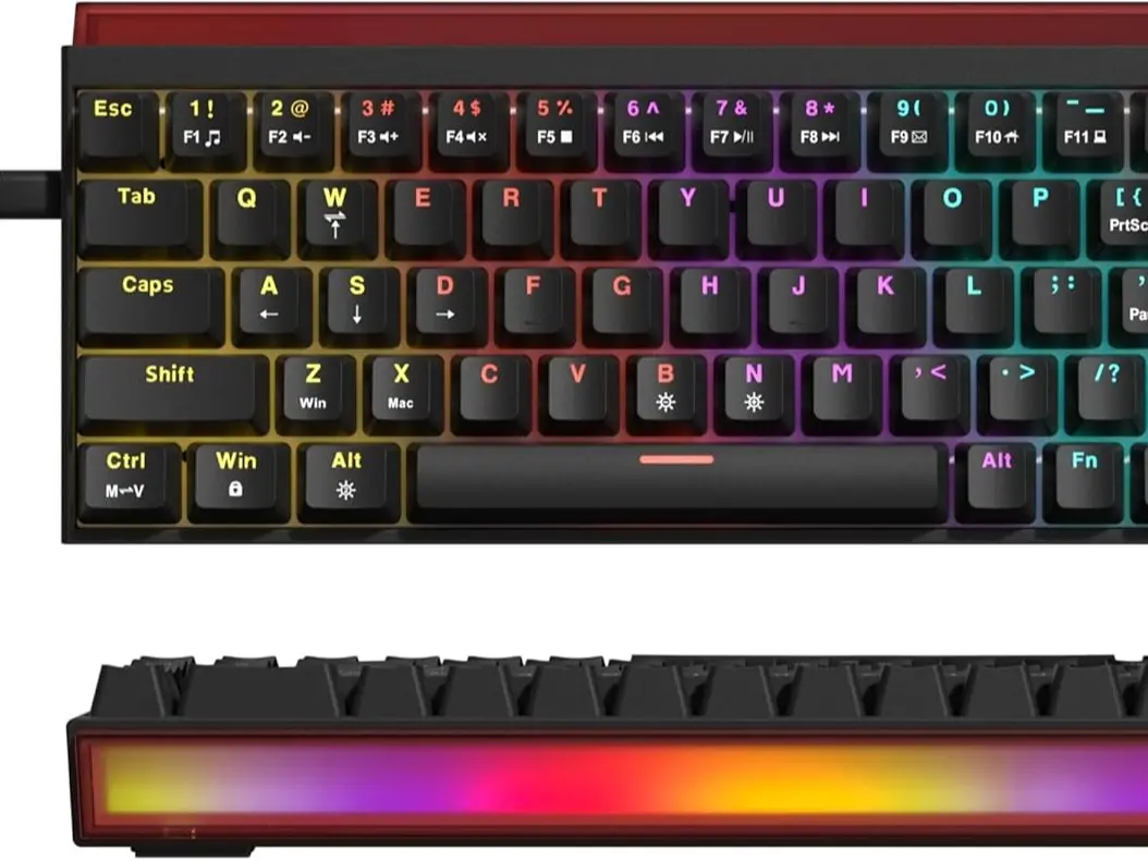 Womier WK68 PRO 65% Lighted Mechanical Gaming Keyboard with Light Box, Wired for Gaming, MCA OEM Profile Mechanical Keycaps & Thoughtful Keycap Design, Lighted Mechanical Keyboard