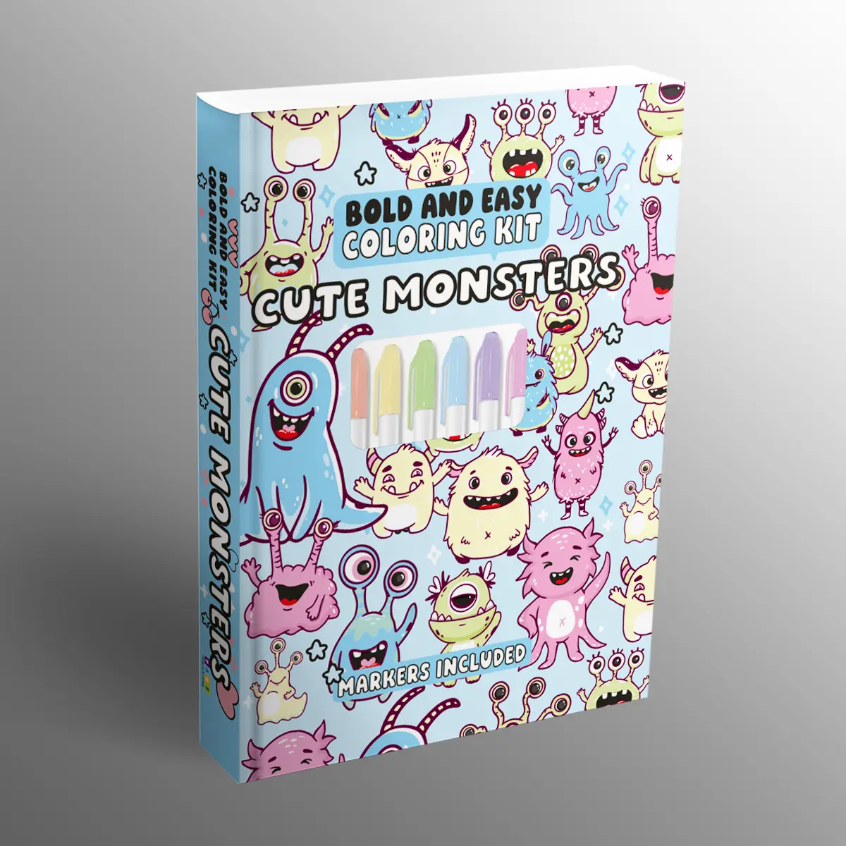 Cute Monsters Coloring Books Set - Unisex Beginner-Friendly All-Ages Painting Kit with 24 Endless Coloring Pages, Colorful Markers, Easy-to-Use Tools, Great Gift for Vibrant Cartoon Art Enthusiasts