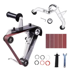 VEVOR Belt Sander Adapter for Angle Grinder, Pipe or Tube Sanding Attachment with 5/8-11" Imperial Thread and 10PCS Sanding Belts, Belt Sander Attachment Pipe Polishing Adapter for Rust Removal