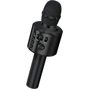 Karaoke Microphone,3-in-1 Portable Handheld Karaoke Mic Speaker Machine  Party Birthday for  Smartphones Q37 (Black)