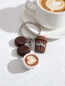 Simple Creative Coffee Cup Keychain, Cute Coffee Bean Bag Charm, Car Key Chain Accessory, Minimalist Bag Decoration, Keychain Pendant