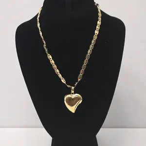 #50.  18K Gold Plated 18" Blade Design Necklace with Heart Pendant