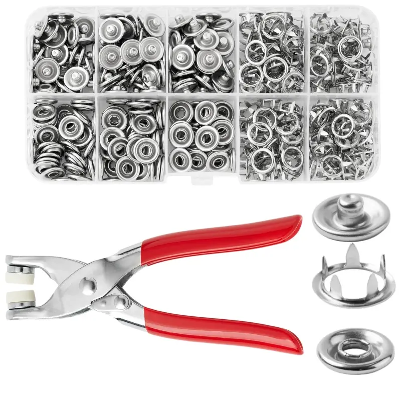 Snap Button Tool Kit – 200 Sets Metal Fasteners for DIY Clothing