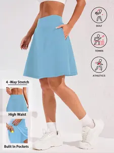 20'' Knee Length Skorts For Woman 5 Pockets High Waisted Women's Tennis Golf Skirts Long Athletic Skirt With Shorts Lightweight Athletic Skirts