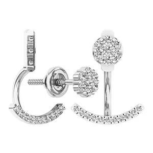 Dazzlingrock Collection 0.25 Carat (ctw) Round White Diamond Stud Earring Jackets 1/4 CT, Sterling Silver