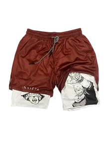 Shorts for Men Anime  Performance Shorts Summer Double Layer Beach Pants Fitness Training Pant Sports