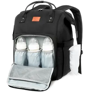 Multifunctional Diaper Bag Backpack - Large Waterproof Oxford Fabric Diaperbags with Foldable Changing Pad, Minimalist Baby Travel Essential for Parents (Trendy Black)