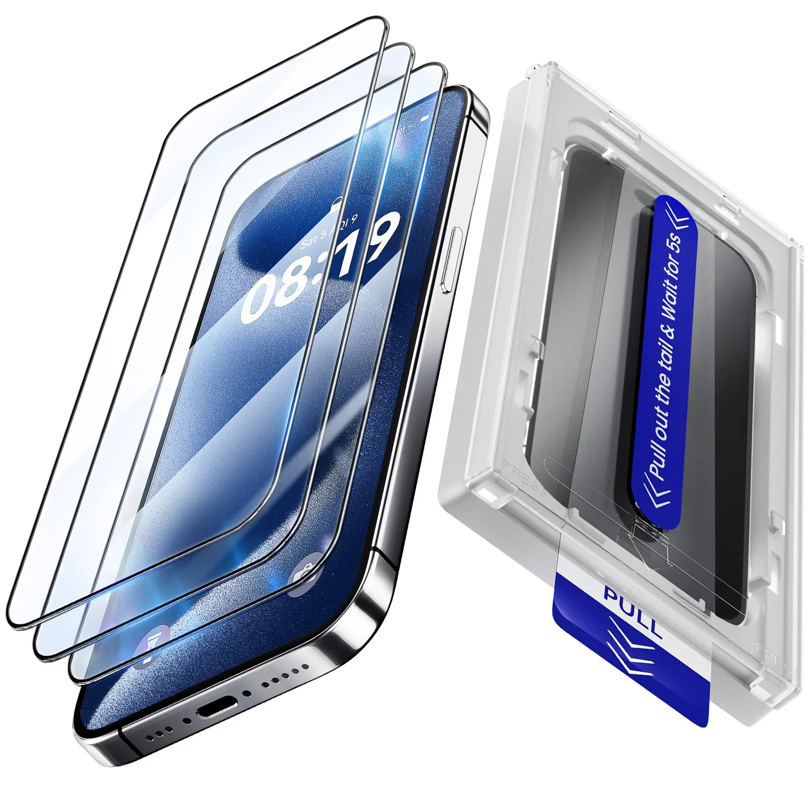 3-Pack Tempered Glass Screen Protector for iPhone 13/14/15/16/17, Smartphone/Cellphone Handheld Devices Protection, Auto-Alignment Installation Kit, Auto Dust Removal, 9H+ Military-Grade Shatter-Resistant, HD Clear, Case-Friendly