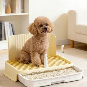 Dog Drawer Toilet, Detachable Splash-Proof Leak-Proof Pet Potty, Non-Slip Grid, Small Medium Dog Urinal Training Tool, Waterproof PP Material, Easy Clean