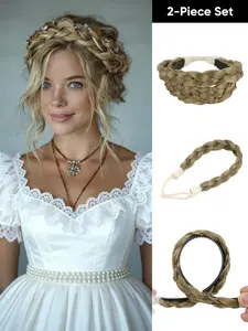 14Inch Elegant Braided Headband Set For Women Features A Braided Headband With Teeth And A Matching Elastic Braided Hair Tie Available In A Variety Of Including Gray Black Gold Brown More 2-Piece Non-Slip Hair Accessory Set Deal For Daily Wear