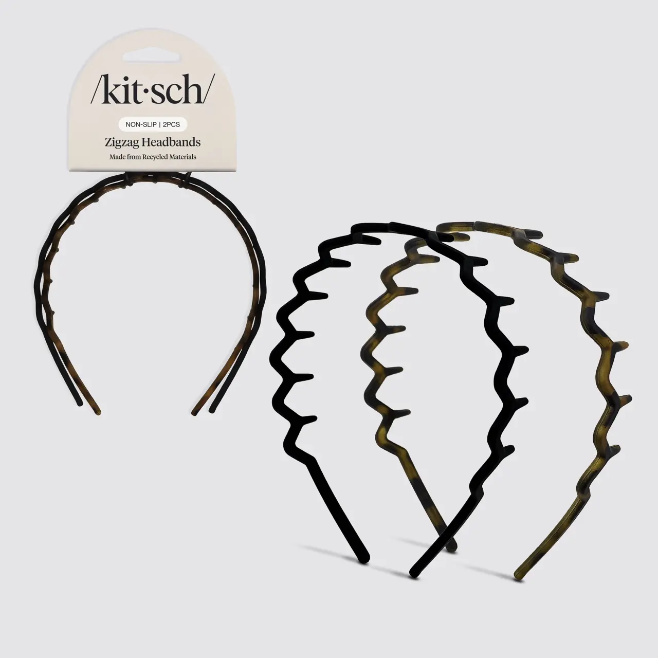 Zig Zag Headband 2pc - Black & Tort Zig Zag Headband 2pc - Black & Tort
