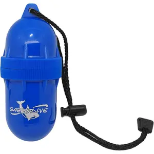 Cylinder Dry Box with Lanyard - Waterproof Container, Watertight Key Pouch Holder - For Snorkeling, Boat, Kayak and Water Activities (Blue, Small)