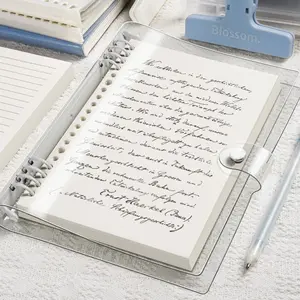 Transparent Ring Binder Notebook, Student & Office Use, Note Taking & Diary, 160 Pages, 6 Colors Available, Reusable, Office Stationery Supplies, Storage Binder