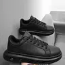 Men's Fashionable Lace Up Low Top Sneakers, Trendy PU Leather Sneakers, Casual Comfortable Breathable Sports Shoes, Male All-match Round Toe Chunky Sneakers for Daily Life, Thick Soled Sneakers, Stylish Sneaker