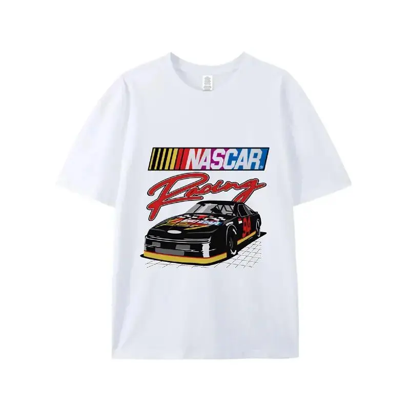 Women's Vintage NASCAR Theme 94 Race Car Racing Graphic Black Oversized Shortleeve Round Neck T-Shirt - Retro Motorsport Streetwear Look Casual Top, Shortsleeve