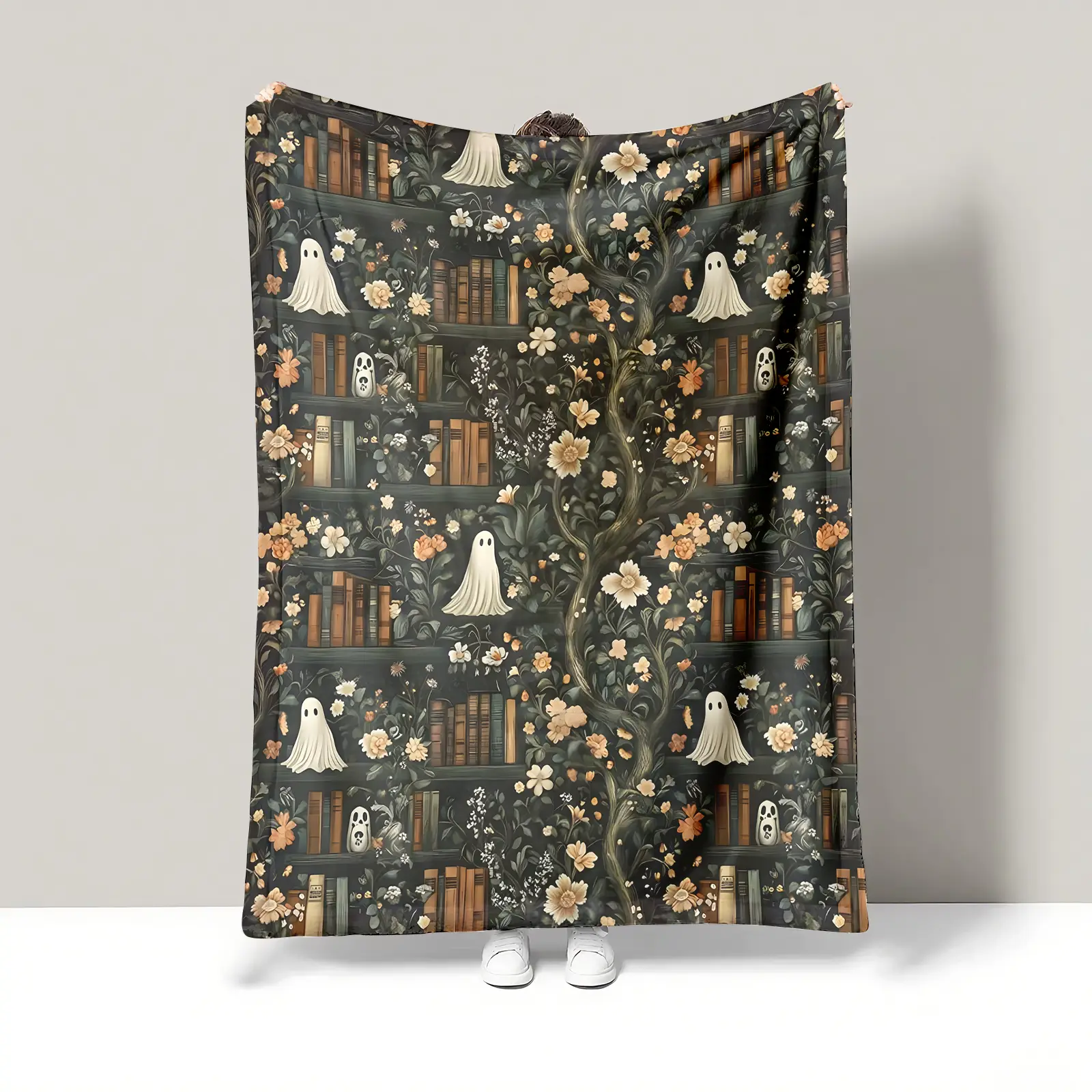The Haunted Library Flannel blanket, Suitable for Bed, Sofa, Camping and Travel, Durable and Comfortable Decorative Shawl and Blanket