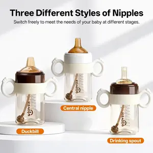 3-In-1 Wide Mouth Ppsu Baby Bottle with Duckbill Nipple, Suitable for 6 Months to 3 Years, Ideal for Feeding and Drinking