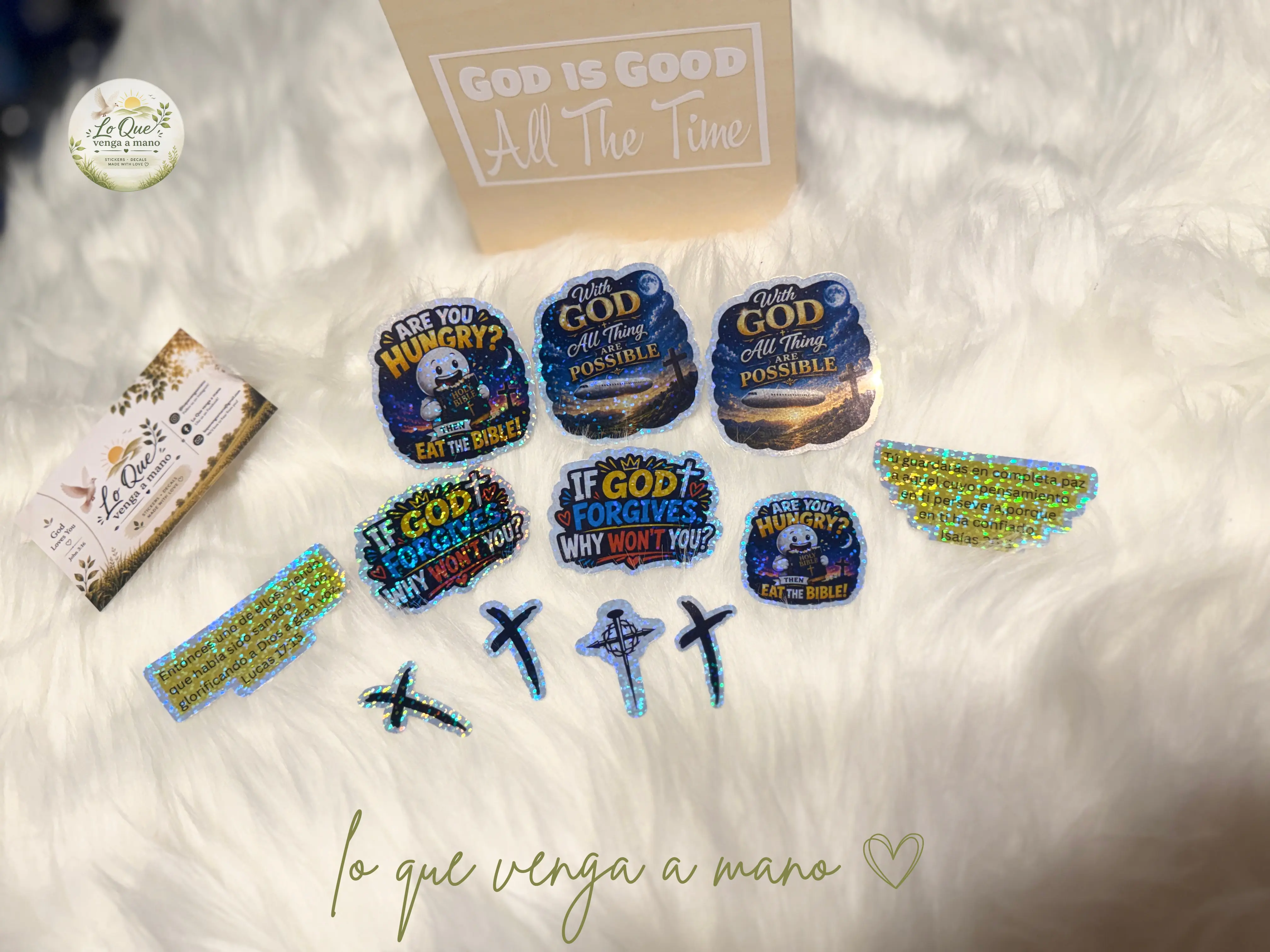 Set of 12 Holographic Stickers mix  sizes