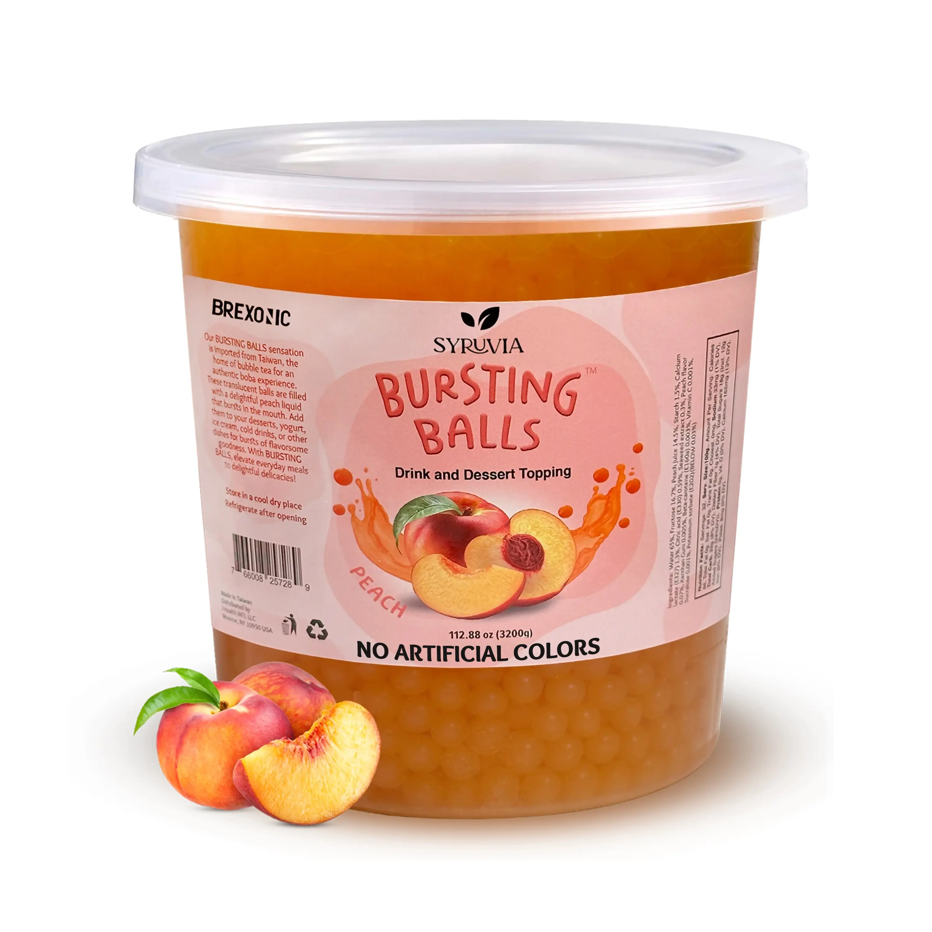 Peach Boba Pearls, Peach Popping Boba Bursting Boba, Peach Bubble Tapioca Pearls For Bubble Tea 7 Pound (Peach, 7 LB Pack of 1) Beverage Sweet