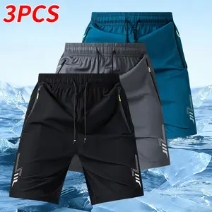 3-piece set: men’s shorts with zippered pockets — summer casual, comfortable, breathable shorts suitable for the gym, running, training, and everyday wear.summervibes