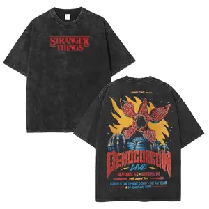 (Collection) Stranger Things Vintage Washed Graphic Shirt TV Series Classic Movie Lover Tshirt, Movie Buff Tee, Film Fan Gift, men gifts Oversized Cotton Fabric