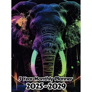 Abstract Elephant 5 Year Monthly Planner 2024-2028: Large 60 Month Calendar | Gift For People Who Love Safari Animals, Wildlife Animal Lovers | For ... Office, Work | 8.5 x 11 Inches | 121 Pages Hardcover – August 28, 2023