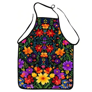 Mexican Folk Style Flowers Apron, 1pc Floral Sleeveless Kitchen Cooking Apron for Women, Kitchen Home Work Clothes, Kitchen Accessory, Household Items, Funny Gift