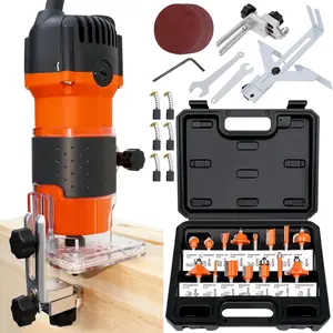 Compact Router, 6.5-Amp 1.25  Compact  Palm Router,  Trimmer with 15 count 1/4" Router Bits Set, 30000R/MIN