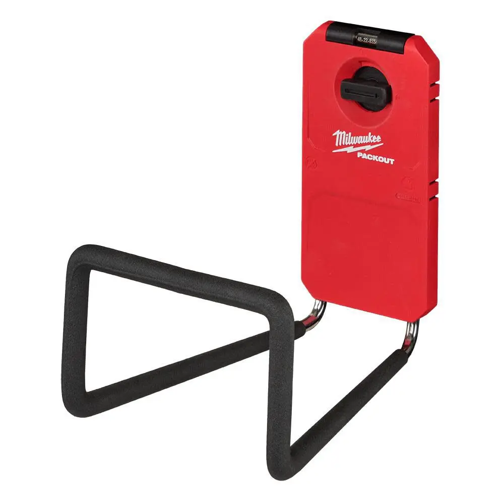 Milwaukee 48-22-8332 PACKOUT Metal Shop Wall Organizer Wide Hook, Wall-Mounted Tool Rack with Rubber Grip, Heavy-Duty Tool Organiser for Workshop Storage, Ladder Hold
