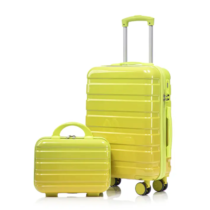 Alvantor 2 Piece Spinner Luggage Set, Gradient PC Hardshell Carry-On Suitcase with Cosmetic Case, 20″ + 14″Blue and Red