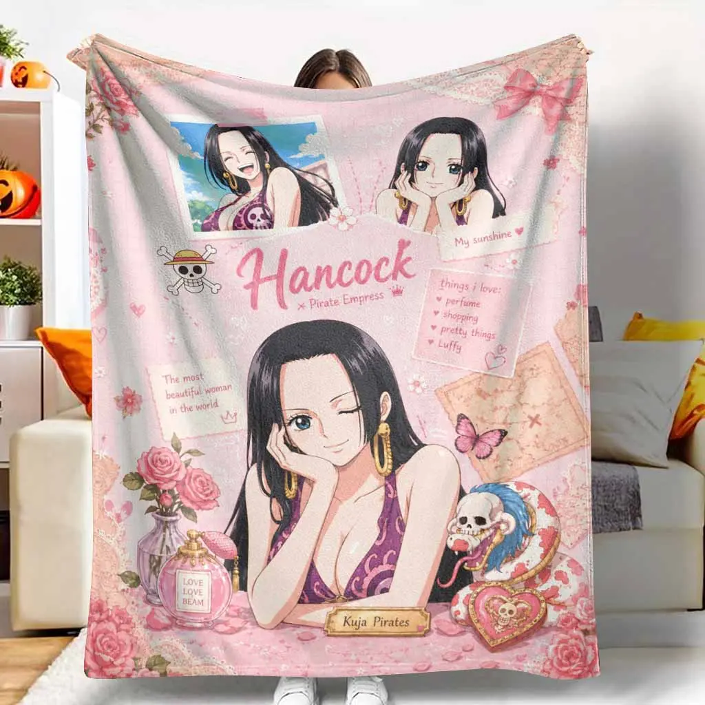 Anime Empress Flannel Fleece Throw Blanket, Blush Pink Floral Aesthetic, Super Soft Lightweight Breathable Plush, Warm Cozy Bedspread for Bedroom Sofa, Decorative Bedding Accessory & Birthday Gift Idea