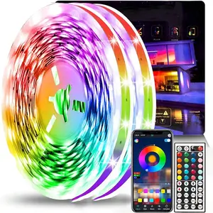 131ft/40Meter RGB LED Strip Lights with USB Power, Multicolor Changing LED Light Strip, 44-Key Mobile APP control Remote for Bedroom Party Home Decor Halloween Christmas Smart LED Lights