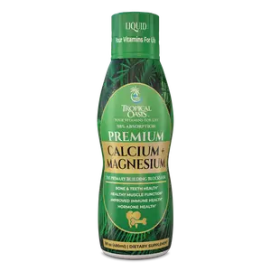 Liquid Calcium & Magnesium by Tropical Oasis - Natural Formula for Strong Bones Support | Liquid Vitamins with Calcium - 16oz Healthcare Bathroom