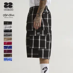 SHAKAWEAR Men's Checker Flannel Shorts SHAKA WEAR 6 Pockets Checker Shorts Casual Gym Sports Stylish Hip Hop Big and Tall (S to 3XL)