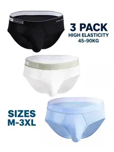 Men's Modal Triangle Underwear Set, High Stretch Breathable, Plain Color, Fitted, Classic, 45-90kg, Daily Commute Home Wear