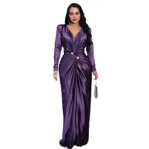 Autumn Mature Style Fashion Collar Ruched Waist Evening Dress Women's Semi-Formal Wedding Guest Dress
