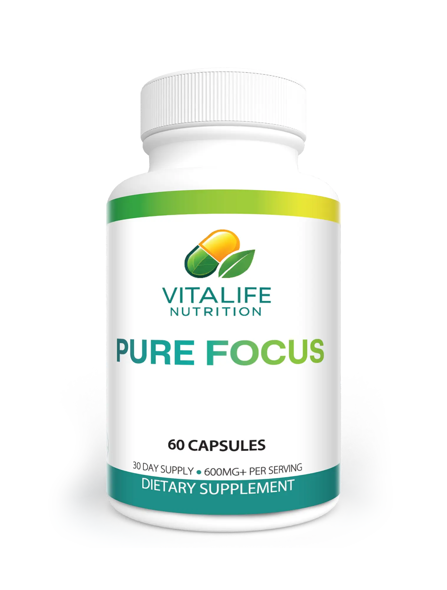 Vitalife Nutrition Pure Focus - 60 Capsules, 30 Day Supply, 600mg per Serving, Dietary Supplement for Youth