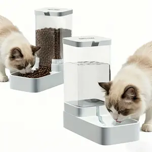 SmartWell Automatic Pet Feeder And Water Dispenser Set Large Capacity Gravity Food Bowl Siphon Waterer Clear Bottle Body For Indoor Cats And Medium Dogs Daily Feeding Home Travel Outing tiktokshopspringglowup
