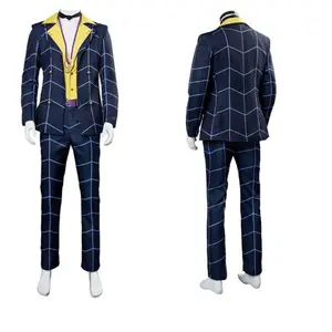 Anime JoJo's Bizarre Adventure Golden Wind Unifomr Cosplay Costume for Prosciutto La Squadra Esecuzioni Role Play Full Set Includes Top Pants Belt for Fan Convention Halloween Party Stage Performance