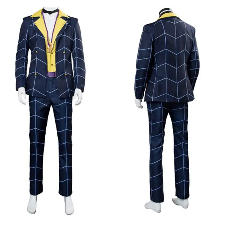 Women's JoJo's Golden Wind Prosciutto La Squadra Full Set Cosplay Costume - Polyester, Breathable Fitted Outfit with Detailed Top, Pants, Belt & Accessories, Easy Handwash Care, Con/Party/Stage Ready, Valentines Day