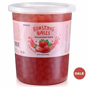 SYRUVIA Boba Pearls Popping Bursting Boba, Tapioca Pearls For Bubble Tea (Strawberry , 2 LB 1 Pack) Sweet Beverage