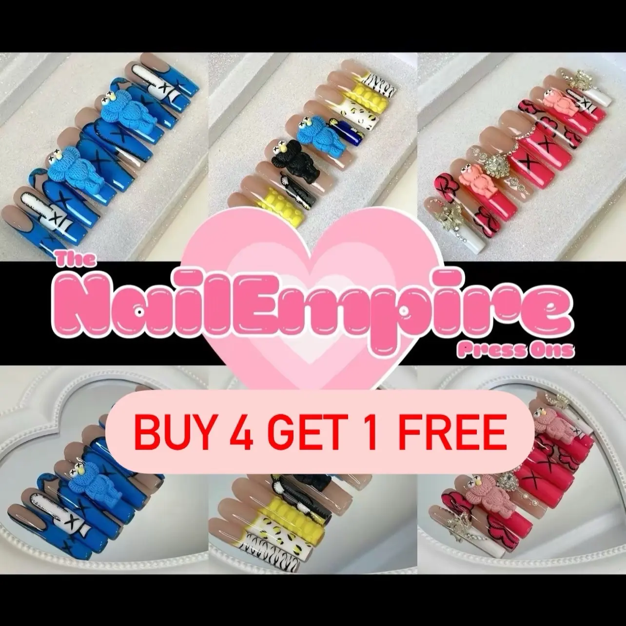 KAWS NAILS Collection | The Nail Empire | Extra long acrylic press on nails |