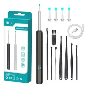NE3 Ear Cleaner High Precision Ear Wax Removal Tool with Camera LED Light Wireless Otoscope Smart Ear Cleaning Kit, Black