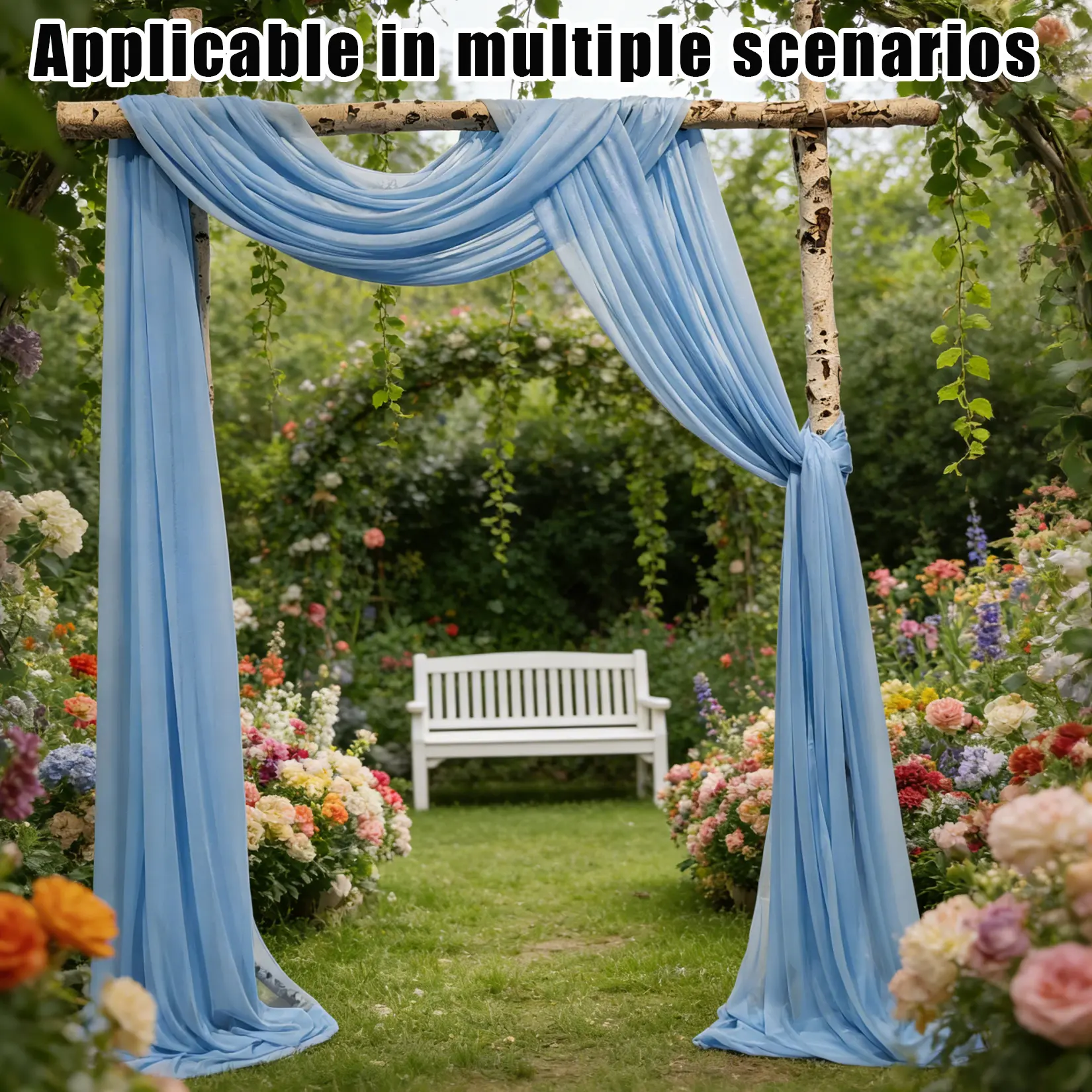 3 Panels Wedding Arch Draping Fabric, 2.5x19.5 ft Chiffon Draping Fabric, Wedding Arbor Drapery for Ceremony Reception Birthday Party Bridal Shower