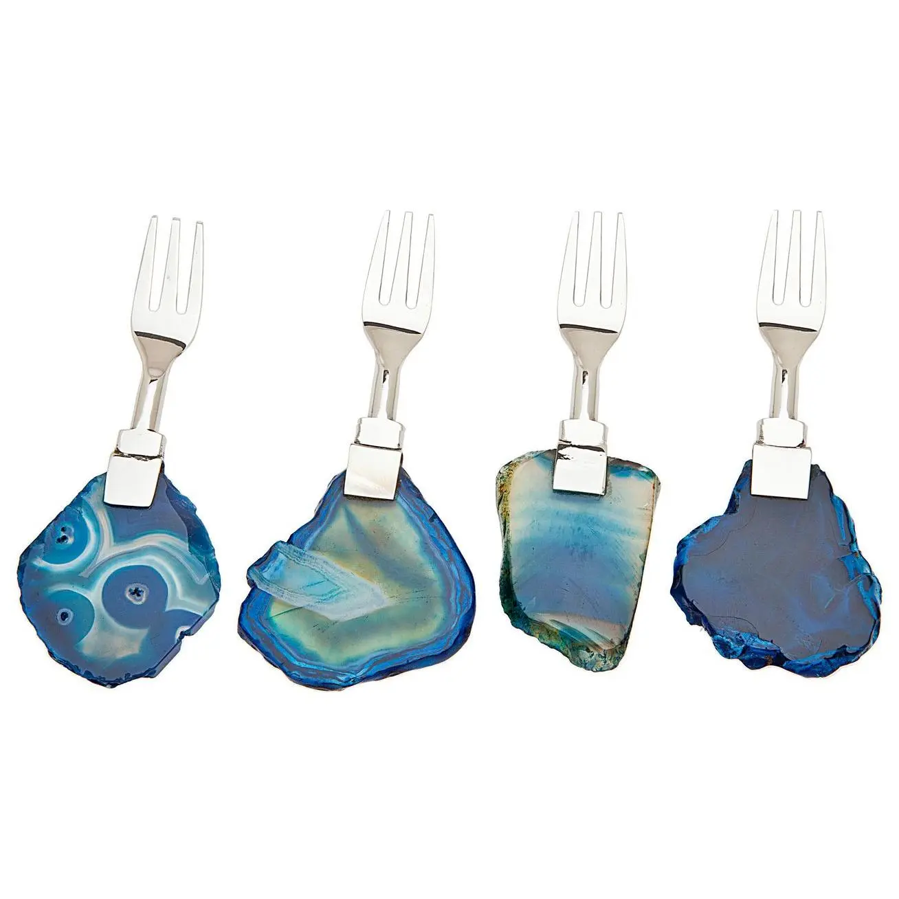 Godinger Set of 4 Agate Handled Dessert Forks
