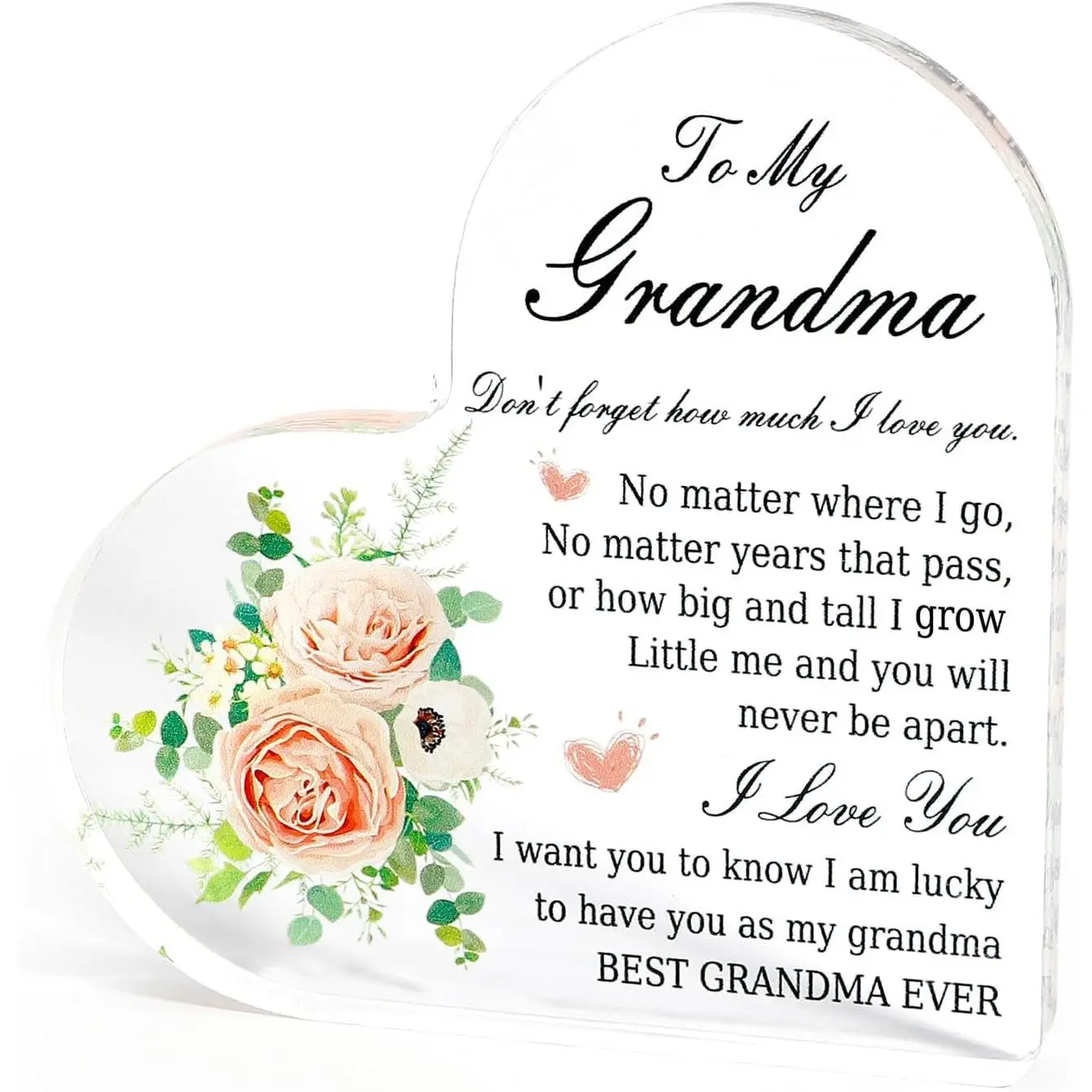 Grandma Gifts from Grandkids Gifts Christmas for Women Stocking Stuffers,  Heart Plaque Ornament Sign, Grandmother Birthday  for Grandma Paperweight Presents  Heart